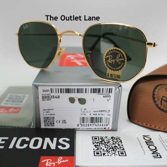 Model Display Ray-Ban Hexagonal Green G15 Lens RB3548N - Picture 3 of 16